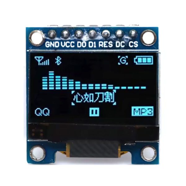 0.96 inç 128x64 7 Pin OLED Ekran Modülü SSD1306 SPI Mavi
